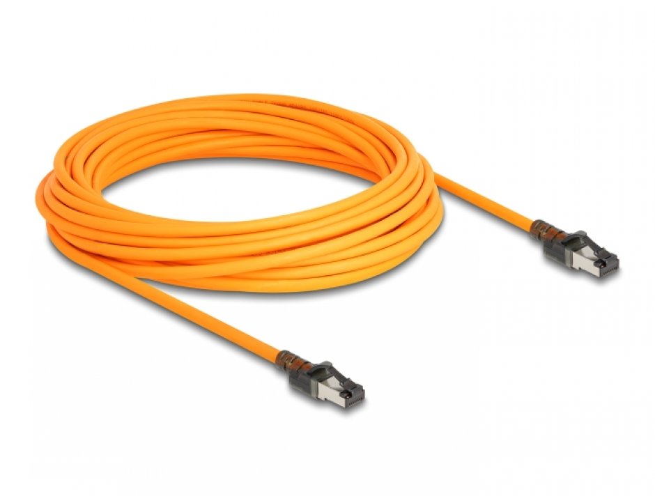 Imagine Cablu de retea RJ45 Cat.6A S/FTP T-T cu port finder Self Tracing USB-C 10m Orange, Delock 80418